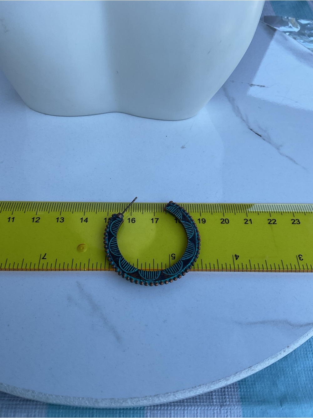 🌟🌟 Turquoise Patina Hoop Earrings - Fashion Jewelry - Picture 5 of 5